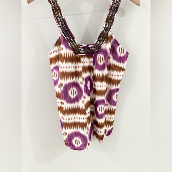 Trina Turk Bead Detail Geo Tank Purple Size Medium - Picture 3 of 5